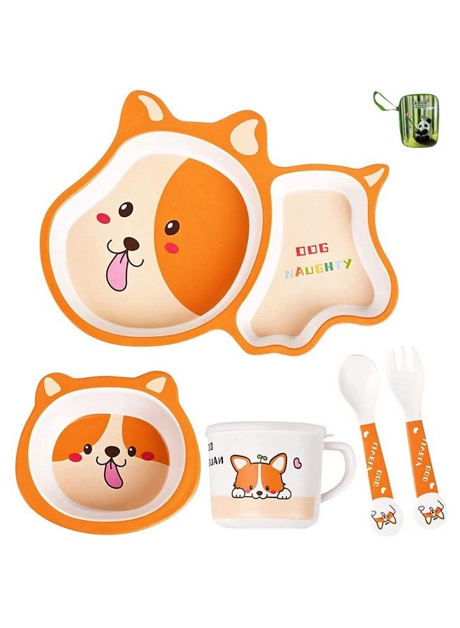 FunBlast Feeding Tableware Set For Kids5 Pcs Cartoon Theme Bamboo Fiber Baby Feeding Set Tableware Baby Crockery Dining Set Feeding Set For New Born And Toddlers - Image 2