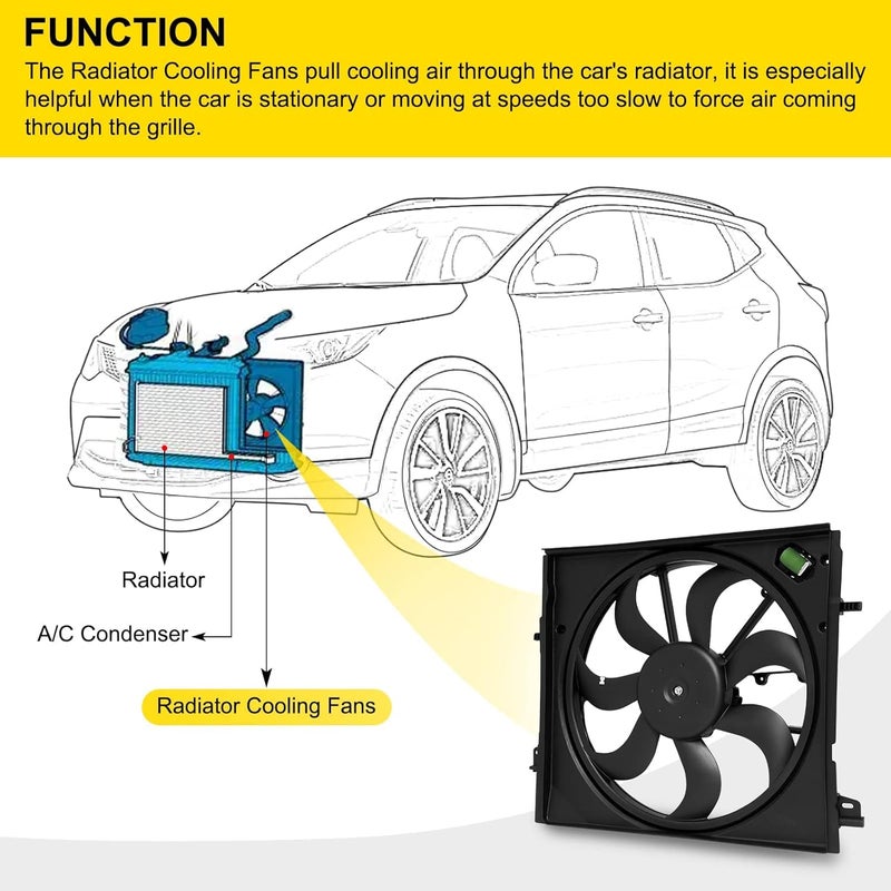 TEMSONE Radiator Cooling Fan Assembly for Nissan Rogue Sport 2017-2019 - Image 5