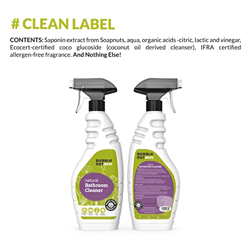 BubbleNut Wash Bathroom Cleaner Spray- Natural, Organic, Remover of Lime scale & Hard water stain on Tiles, Taps, Shower, Faucet, Shiner and Limescale descaler (500 ml X 2) - Image 3