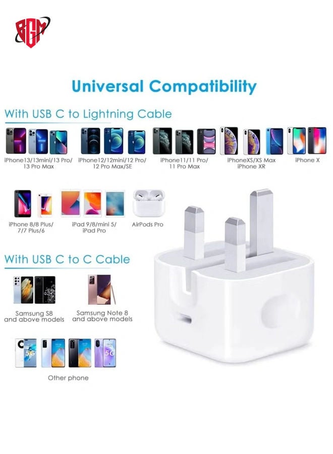 BGM MFi Certified 20W USB C Fast Charger Plug Cable for iPhone 13 12 Pro Max/Mini/11/XS/XR/X/8 Plus/iPad  - Image 2
