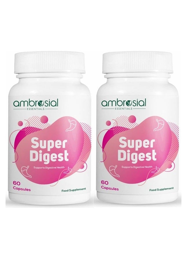 ambrosial Super Digest with Betaine hcl Pepsin, Ox-Bile, Pancreatin & L-Glutamic Acid | Digestive Enzyme Supplements to Support Optimal Digestion & Gut Health (Pack of 1-60 Capsules) - Image 1