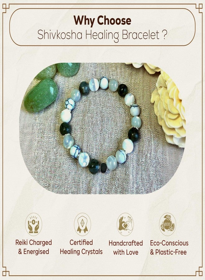 Shivkosha Ultimate Sleep Trouble Bracelet | Natural Healing Gemstone Bracelet with Howlite Labradorite Moonstone Selenite | Unisex Adjustable Crystal Jewelry for Restful Sleep & Emotional Balance -M - Image 3
