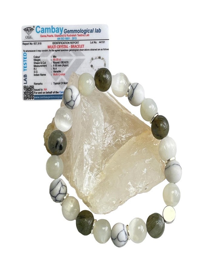 Shivkosha Ultimate Sleep Trouble Bracelet | Natural Healing Gemstone Bracelet with Howlite Labradorite Moonstone Selenite | Unisex Adjustable Crystal Jewelry for Restful Sleep & Emotional Balance -M - Image 1
