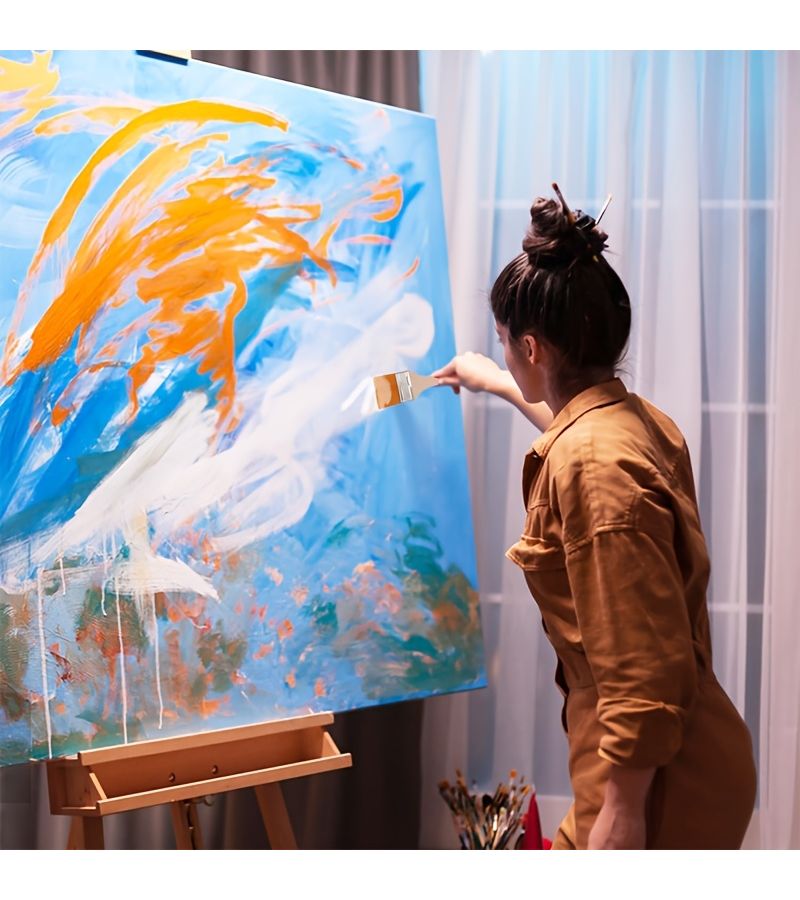 مجموعة فرش الرسم الفنية مكونة من 18 قطعة، فرش مسطحة متعددة الاستخدامات، شعيرات نايلون متينة، مناسبة للألوان المائية والورنيش ورسم السيراميك والفخار، تشكيلة مثالية للفنانين. - Image 5