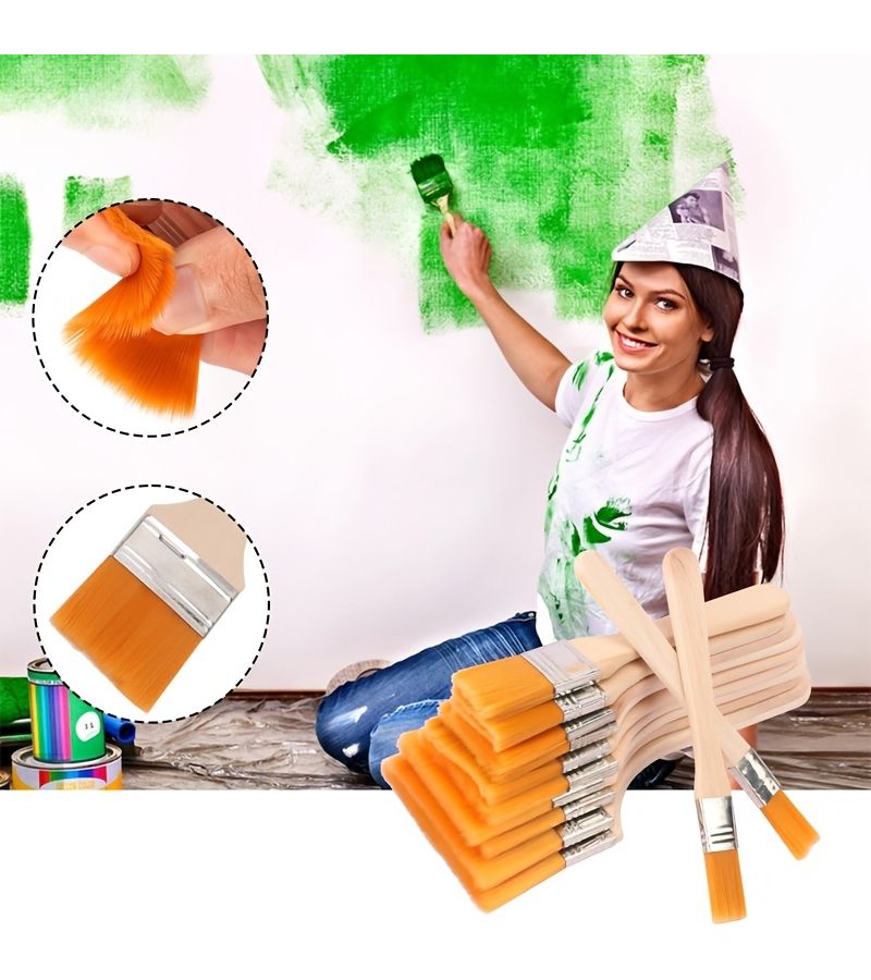 مجموعة فرش الرسم الفنية مكونة من 18 قطعة، فرش مسطحة متعددة الاستخدامات، شعيرات نايلون متينة، مناسبة للألوان المائية والورنيش ورسم السيراميك والفخار، تشكيلة مثالية للفنانين. - Image 4