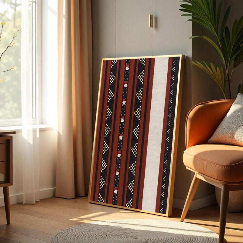 Marktna One canvas painting with a Najdi art design and a hollow frame, measuring (60×90), single piece - Image 2