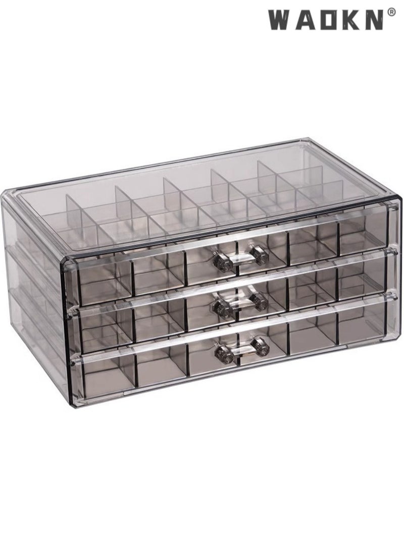 دبليو أيه أو كي أن أقراط تخزين صندوق منظم 3 درجات أكريليك مجوهرات تخزين صندوق حامل مجوهرات شفافة عرض الوقوف مع 72 المقصورات الصغيرة هدية للنساء البنات,متعددة الوظائف المجوهرات تخزين صناديق - Image 1