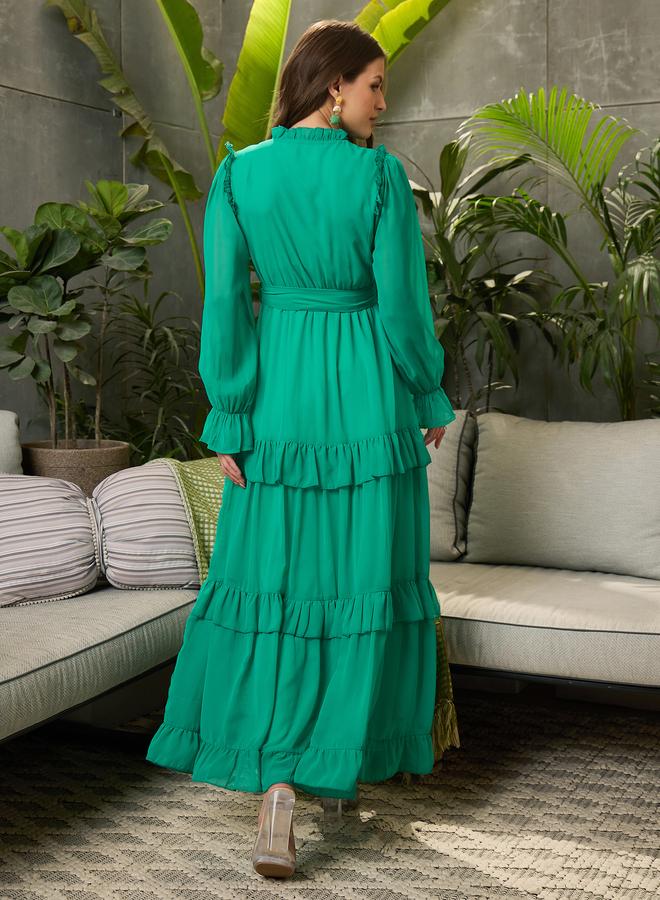 Sassafras Green Ruffled Tiered Maxi Dress - Image 5