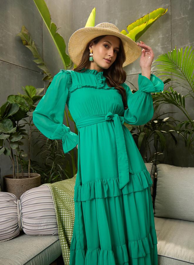 Sassafras Green Ruffled Tiered Maxi Dress - Image 2