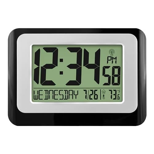 La Crosse Technology W88631 Digital Atomic Black Wall Clock with Temperature - Image 1
