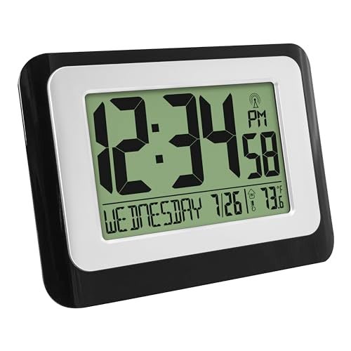 La Crosse Technology W88631 Digital Atomic Black Wall Clock with Temperature - Image 4