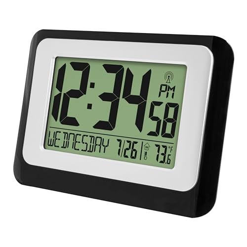 La Crosse Technology W88631 Digital Atomic Black Wall Clock with Temperature - Image 2