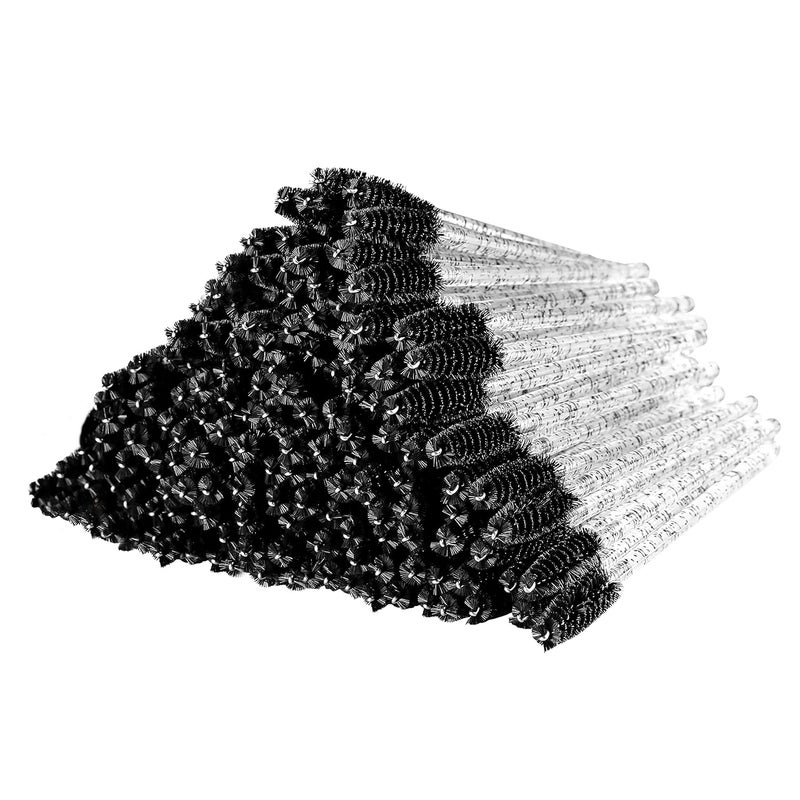 Obinhere 300 Pcs Disposable Crystal Mascara Wand Eyelash Brush Applicator Eyebrow Brush for EyeLash Extension Supplies (Black) - Image 1