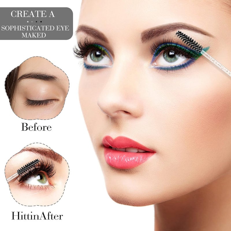Obinhere 300 Pcs Disposable Crystal Mascara Wand Eyelash Brush Applicator Eyebrow Brush for EyeLash Extension Supplies (Black) - Image 4