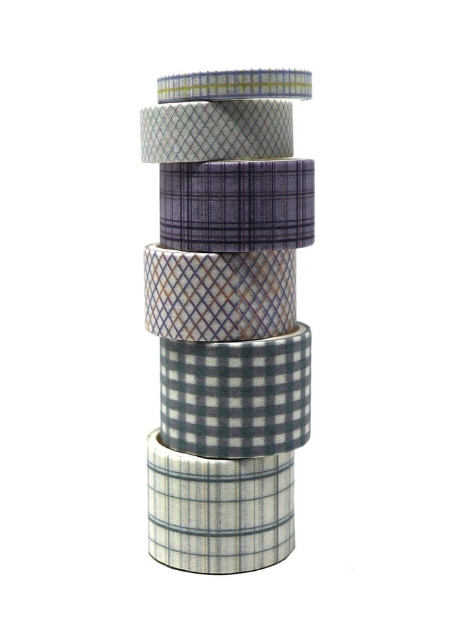 Lakeer Grid Series Washi Tape (Pack of 6) | Tapes for Scrapbooking, DIY Craft, Decoration, Gift Wrapping, etc, (Medium Turquoise) - Image 2