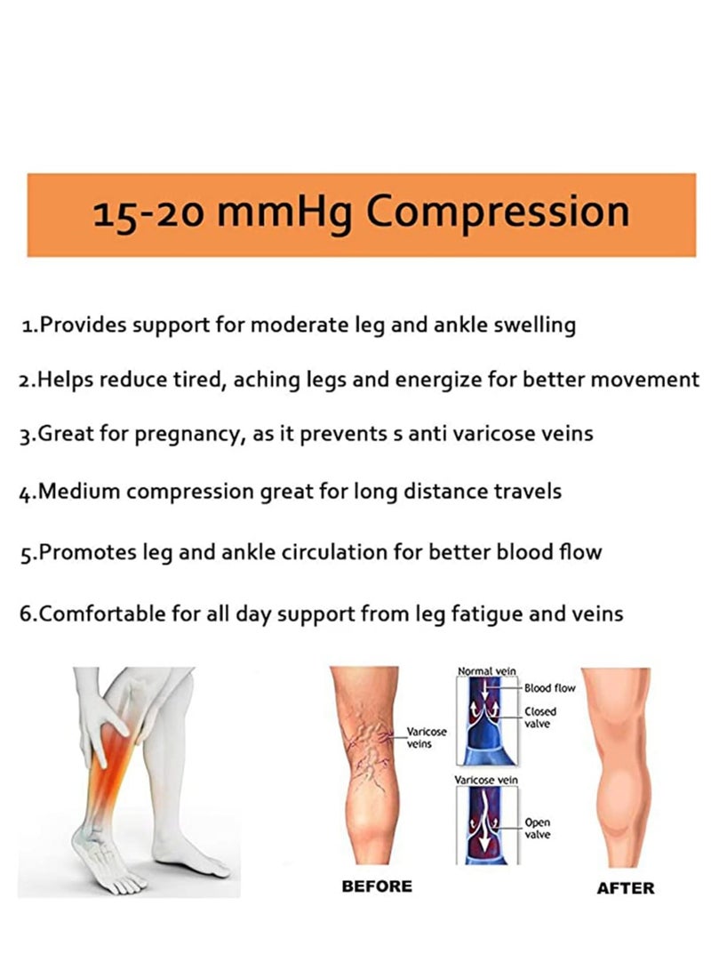 Compression Socks, Breathable Calf Knee High Stocking-Open Toe Copper Zipper Sports Socks for Injury Recovery Pain Relief, Sports Protection Protect Muscles 3 Pairs - Image 4