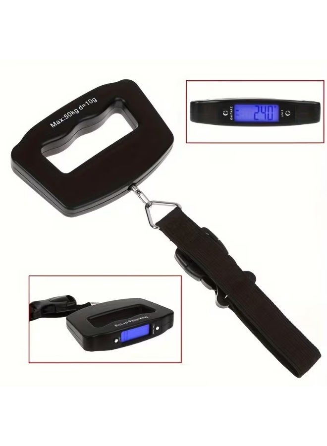 Goolsky ميزان أمتعة رقمي 50 كجم مع شماعة خطاف سمكة صغيرة - بدون بطارية، مناسب للسفر والاستخدام الخارجي - Image 3
