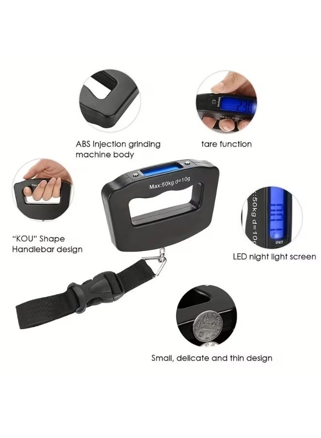 Goolsky ميزان أمتعة رقمي 50 كجم مع شماعة خطاف سمكة صغيرة - بدون بطارية، مناسب للسفر والاستخدام الخارجي - Image 5