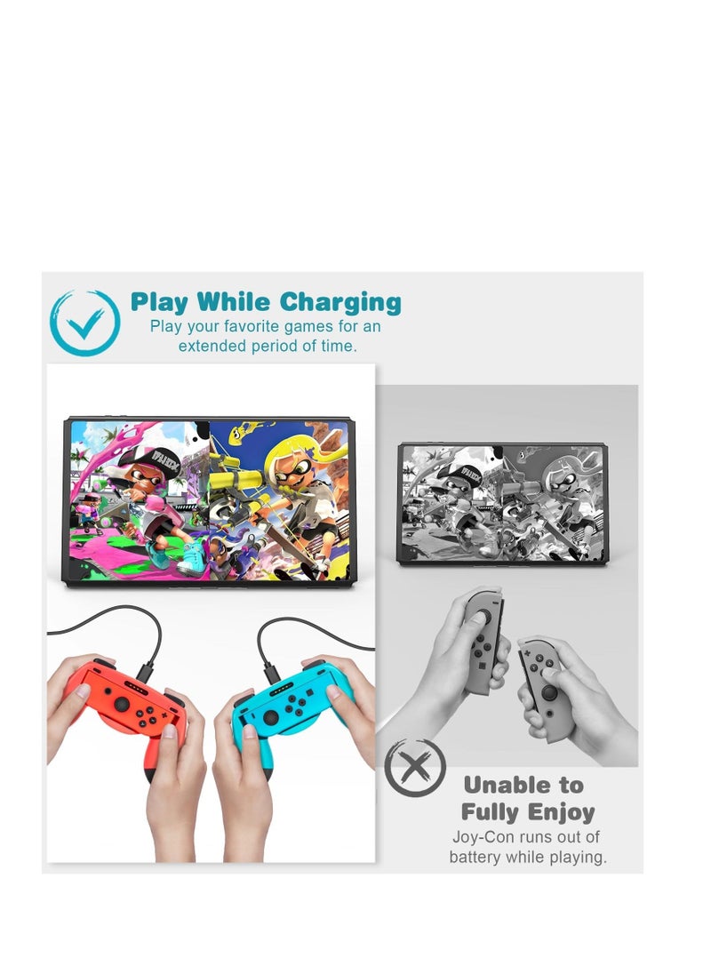 Generic - 2Pcs Switch Joy Con Grip Compatible with Nintendo Switch/Switch OLED Comfort Grip Holder Gaming Controller Gamepad with Charging Function for Switch Joy-Con Controller (Red and Blue) - Image 1