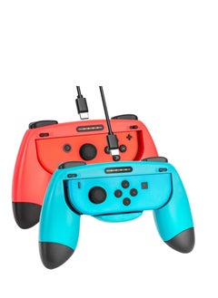 2Pcs Switch Joy Con Grip Compatible with Nintendo Switch/Switch OLED Comfort Grip Holder Gaming Controller Gamepad with Charging Function for Switch Joy-Con Controller (Red and Blue)