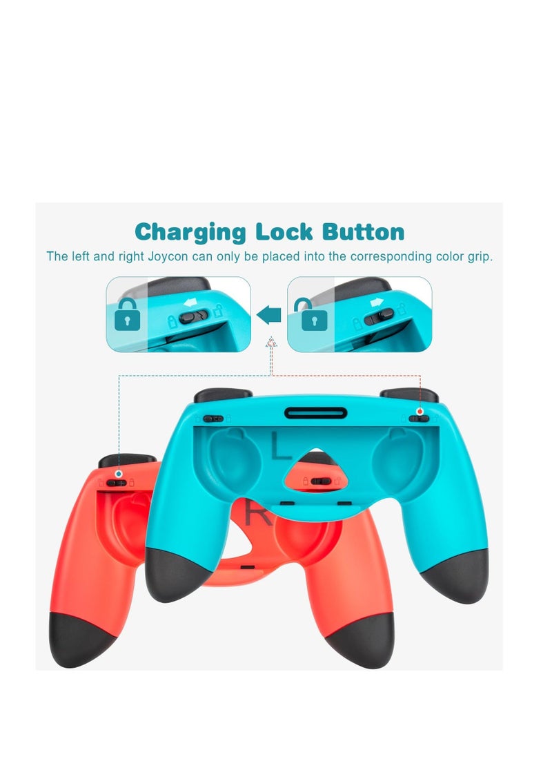 Generic - 2Pcs Switch Joy Con Grip Compatible with Nintendo Switch/Switch OLED Comfort Grip Holder Gaming Controller Gamepad with Charging Function for Switch Joy-Con Controller (Red and Blue) - Image 1
