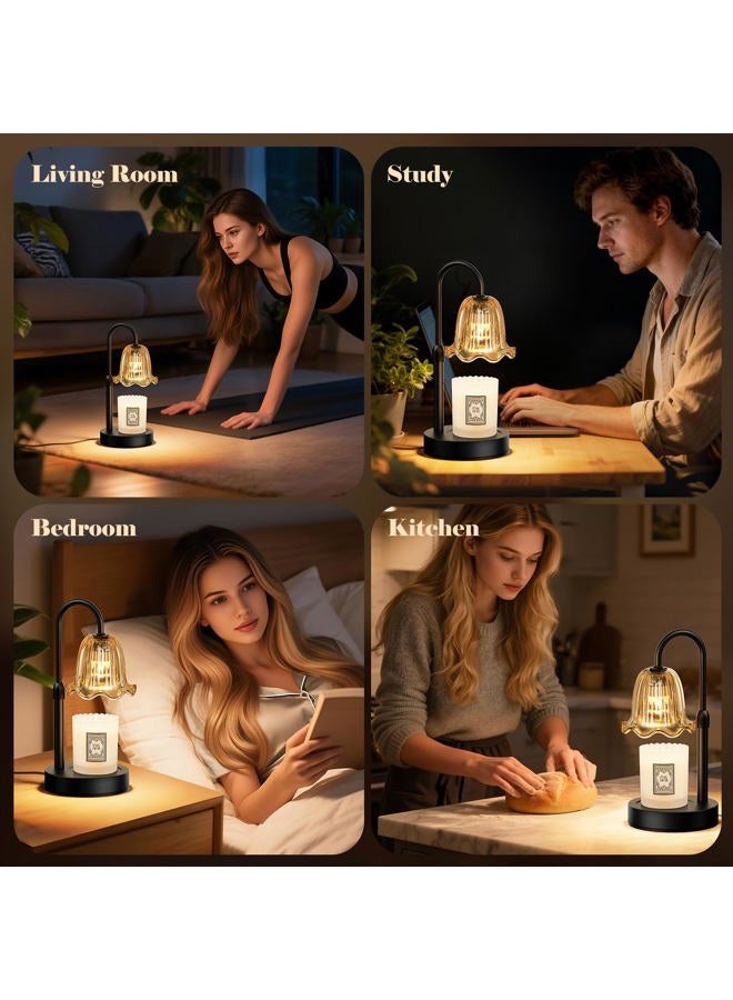 Rocamdo Candle Warmer Lamp with Timer, Birthday for Women Mom, House Warming Gifts Modern Farmhouse Home Decor, Dimmable Wax Melt Warmer for Jar Candles with 2 Bulbs (Amber) - Image 4