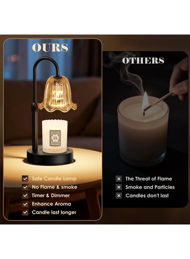 Rocamdo Candle Warmer Lamp with Timer, Birthday for Women Mom, House Warming Gifts Modern Farmhouse Home Decor, Dimmable Wax Melt Warmer for Jar Candles with 2 Bulbs (Amber) - Image 3
