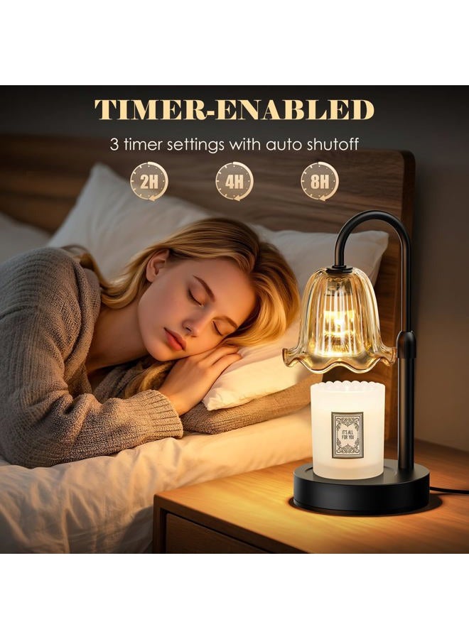 Rocamdo Candle Warmer Lamp with Timer, Birthday for Women Mom, House Warming Gifts Modern Farmhouse Home Decor, Dimmable Wax Melt Warmer for Jar Candles with 2 Bulbs (Amber) - Image 5