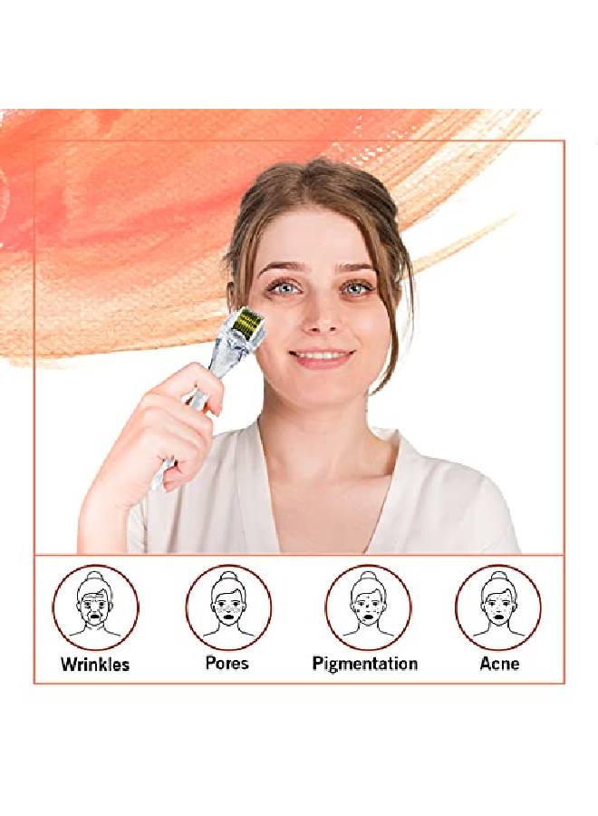 Epyz Derma Roller Cosmetic Needling Instrument with 540 Needles for Acne, Skin, Hair Loss, With Free Storage Case (1.5, Transparant Gold) - Image 3