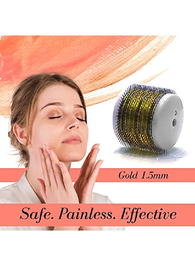 Epyz Derma Roller Cosmetic Needling Instrument with 540 Needles for Acne, Skin, Hair Loss, With Free Storage Case (1.5, Transparant Gold) - Image 5