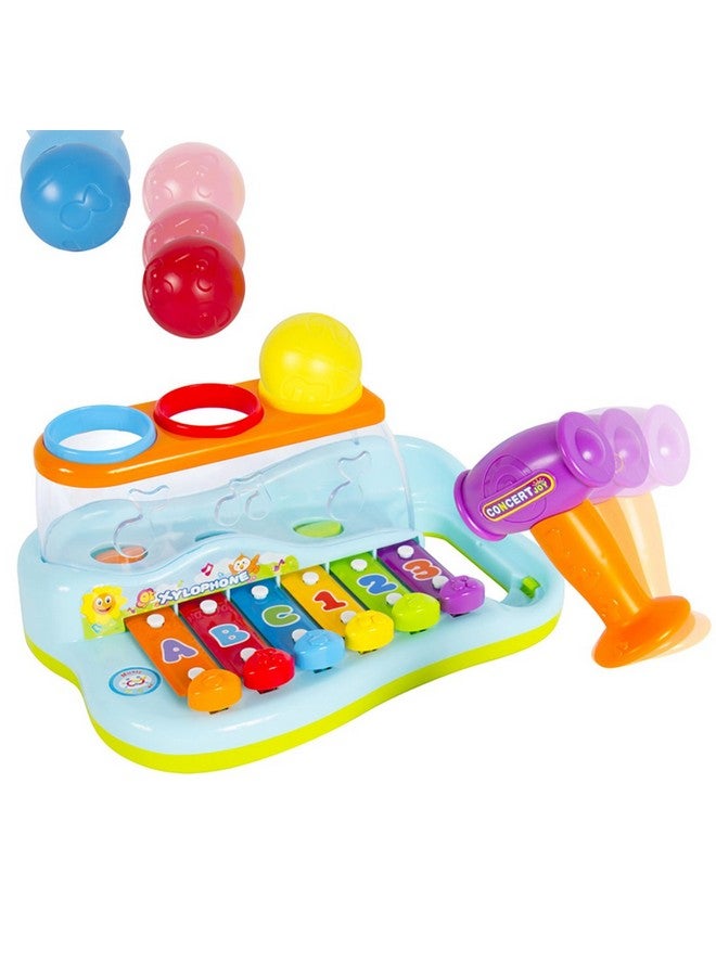 كيديتوس لعبة مقعد عزف بيانو موسيقي بألوان قوس قزح للأطفال من كيديتو مع كرات ومطرقة - Image 2