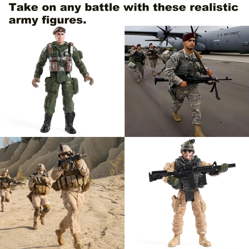 Mr.River US Army Men and SWAT Team Toy Soldiers Action Figures with Military Weapons Accessories for Kids Boys Girls,12Pcs - Image 5