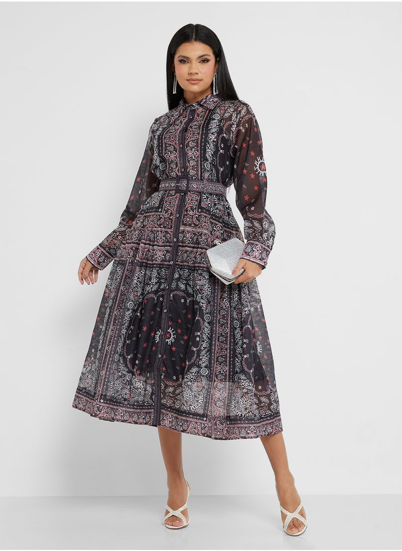 Khizana Abstract Printed Dress  - Image 1