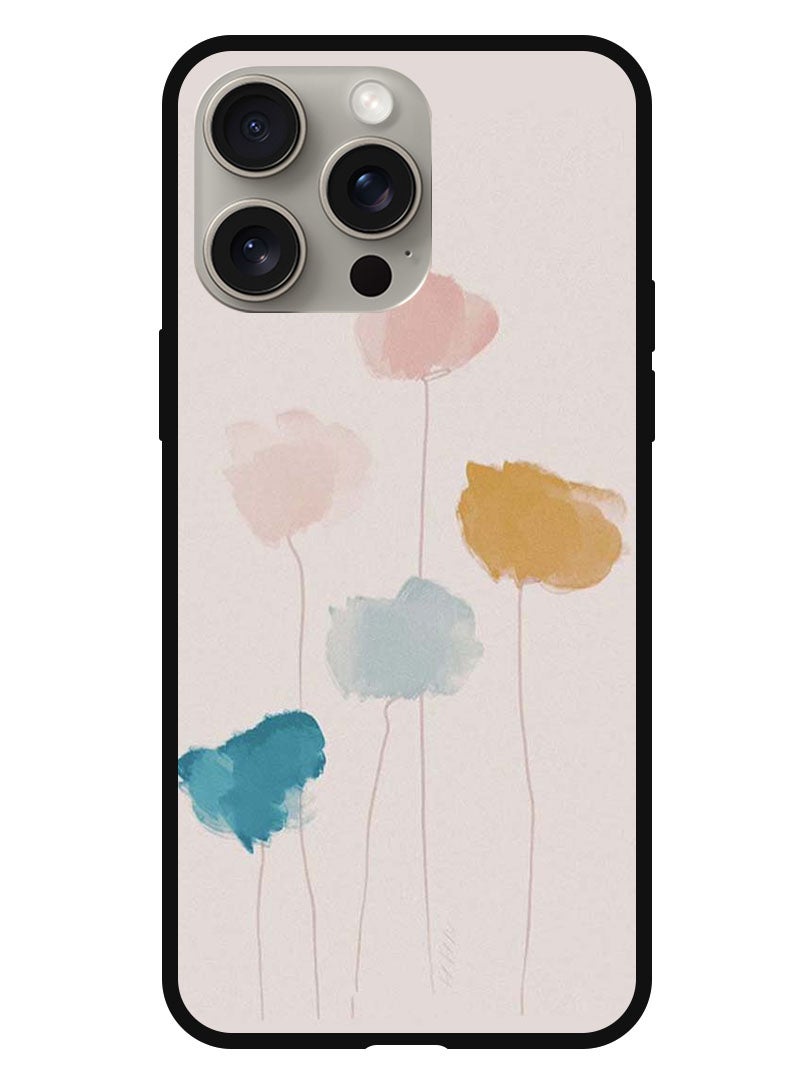 Theodor Protective Case Anti Scratch Shock Proof Bumper Cover For iPhone 15 Pro Flower Paint - Image 1