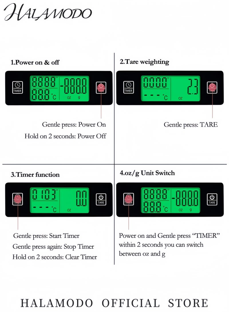 HALAMODO Electronic Timer Scale Thermometer With Digital LCD Display Black 200x145x30mm - Image 3