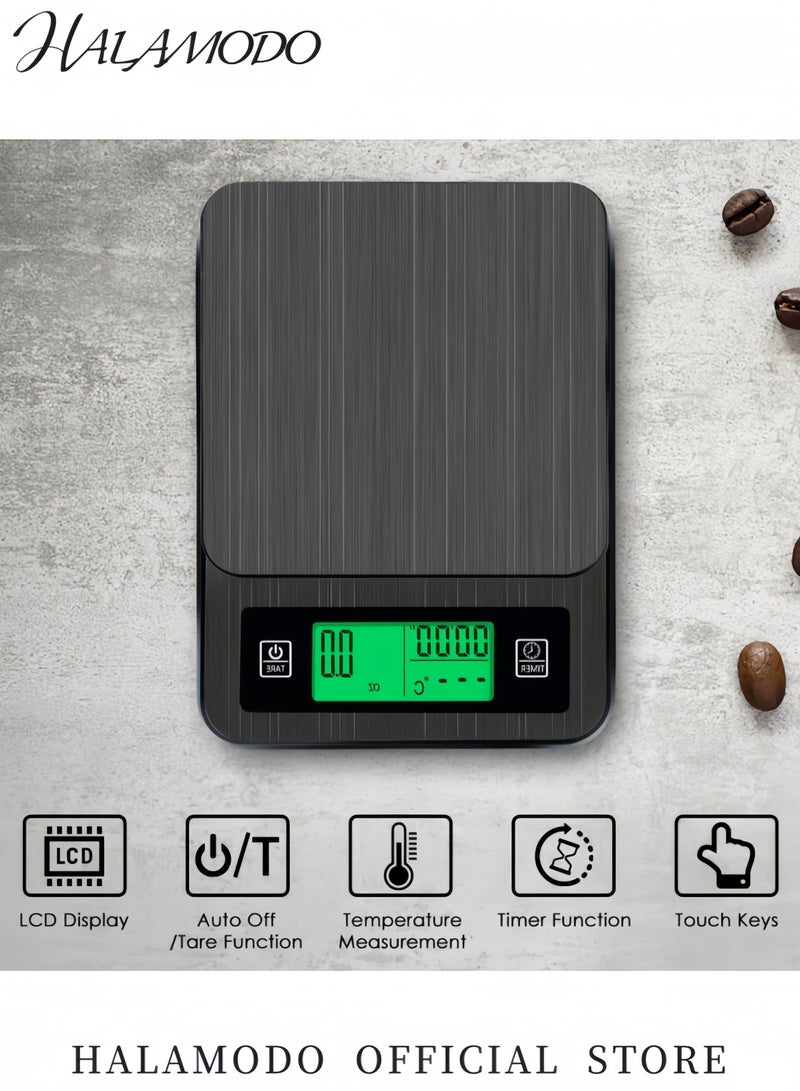 HALAMODO Electronic Timer Scale Thermometer With Digital LCD Display Black 200x145x30mm - Image 2