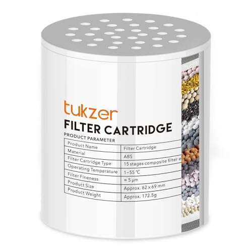 Tukzer Replacement Ceramic Cartridge for 15-Stage Shower Head Filter Softener for Hard Water|for Bathroom, Removes Chemicals, Chlorine| Revitalize, Improves Skin, Reduce Hair Fall, Painted - Image 1