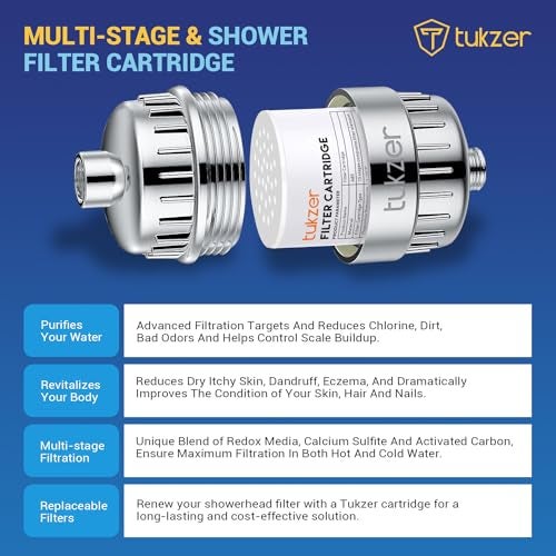 Tukzer Replacement Ceramic Cartridge for 15-Stage Shower Head Filter Softener for Hard Water|for Bathroom, Removes Chemicals, Chlorine| Revitalize, Improves Skin, Reduce Hair Fall, Painted - Image 2