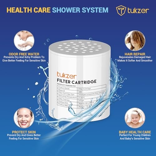 Tukzer Replacement Ceramic Cartridge for 15-Stage Shower Head Filter Softener for Hard Water|for Bathroom, Removes Chemicals, Chlorine| Revitalize, Improves Skin, Reduce Hair Fall, Painted - Image 3