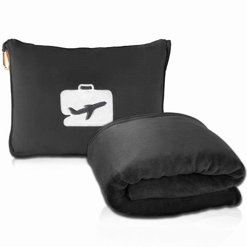 EverSnug EverSnug Travel Blanket and Pillow  UltraSoft Compact  Lightweight 65x40 Inches with Carry Case Luggage Sleeve  Backpack Clip for Airplane Comfort Black 