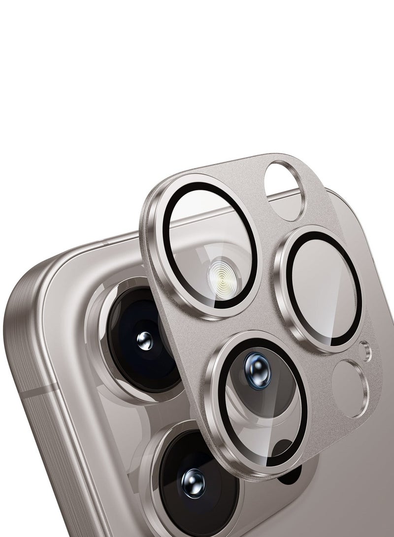 Wtech Apple iPhone 16 Pro / iPhone 16 Pro Max 2024 Premium Camera Styling Aluminum Frame Lens Protector - Clear/Champagne Titanium - Image 1