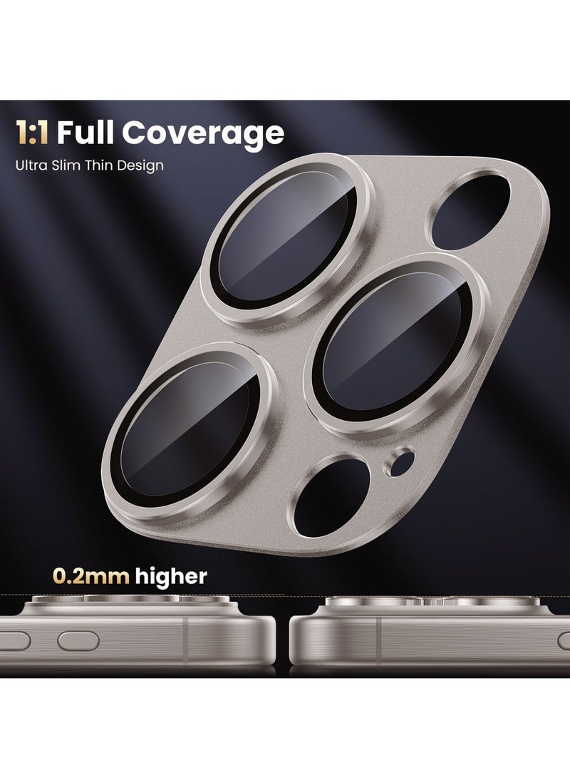 Wtech Apple iPhone 16 Pro / iPhone 16 Pro Max 2024 Premium Camera Styling Aluminum Frame Lens Protector - Clear/Champagne Titanium - Image 4