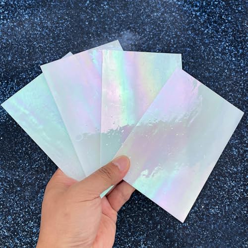 LITMIND 8 Sheets White Iridescent Stained Glass Sheets, Mosaic Glass Tiles for Crafts, Stained Glass Projects Supplies - Image 4