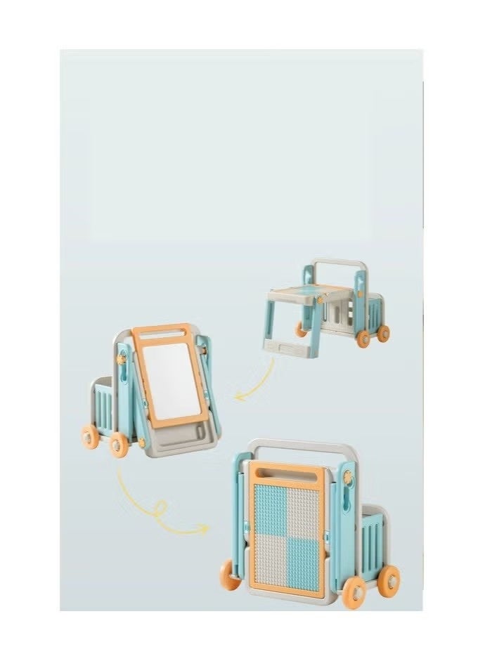 فول جوي مجموعة طاولة وكرسي للأطفال، طاولة أطفال، مكعبات تعليمية، ألعاب، تخزين، تنظيف، صغيرة الحجم، موفرة للمساحة، متعددة الوظائف، محمولة، سهلة، لعبة مكعبات، لوح مكعبات، رسم - Image 3