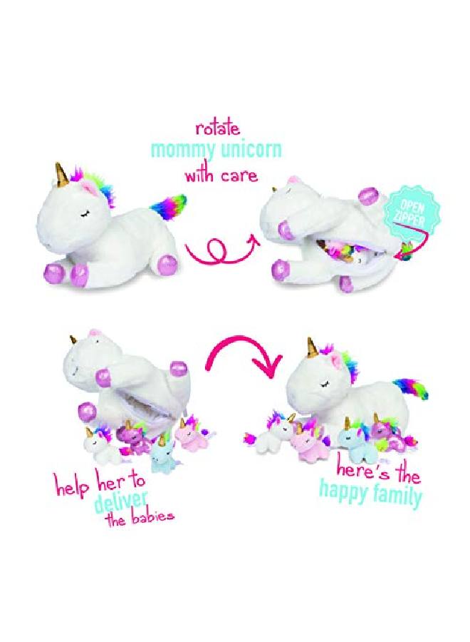 PixieCrush Unicorn Stuffed Animals For Girls Ages 3 4 5 6 7 8 Years; Stuffed Mommy Unicorn With 4 Baby Unicorns In Her Tummy; Toy Unicorn Pillows For Girls - Image 3