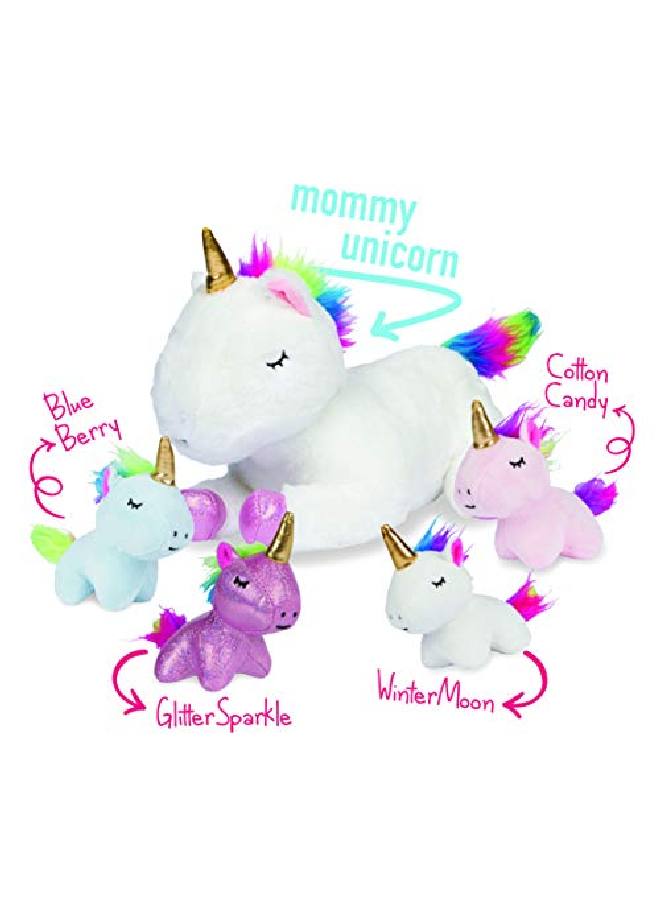 PixieCrush Unicorn Stuffed Animals For Girls Ages 3 4 5 6 7 8 Years; Stuffed Mommy Unicorn With 4 Baby Unicorns In Her Tummy; Toy Unicorn Pillows For Girls - Image 5
