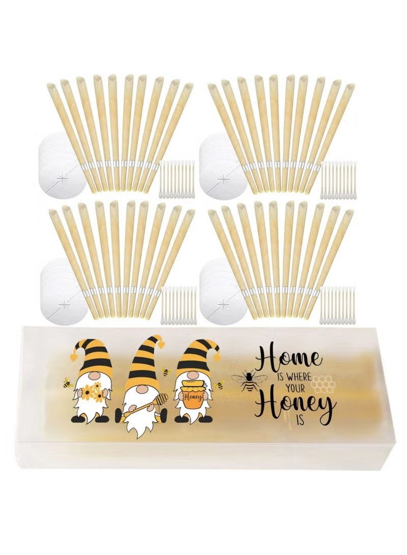 Bincoo 40-Piece Aromatherapy Pure Beeswax Ear Wax Candles With 20-Piece Ear Protective Disks Kit to reduce tinnitus and improve sleep - Image 1