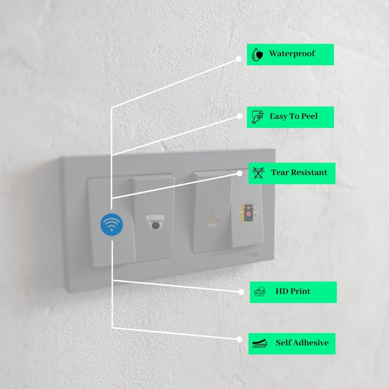 R H LIFESTYLE R H LIFESTYLE Transparent Switch Board Stickers for Home Electric Board Cover Frame Vinyl Stickers Book Waterproof Wall Stickers for Home Office Buildings 41 Designs 5 Sheets - Image 4