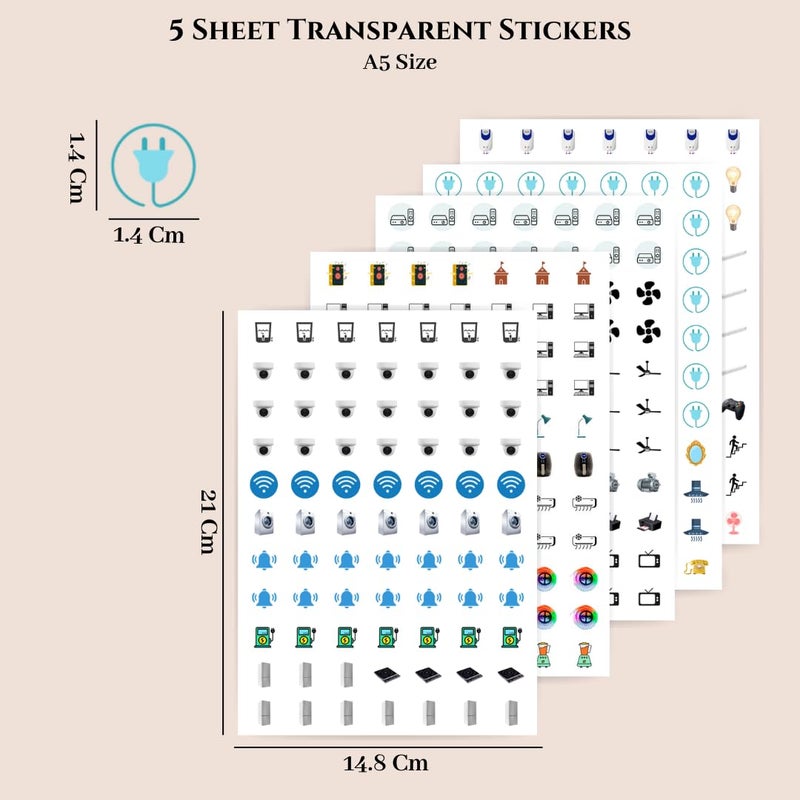 R H LIFESTYLE R H LIFESTYLE Transparent Switch Board Stickers for Home Electric Board Cover Frame Vinyl Stickers Book Waterproof Wall Stickers for Home Office Buildings 41 Designs 5 Sheets - Image 3