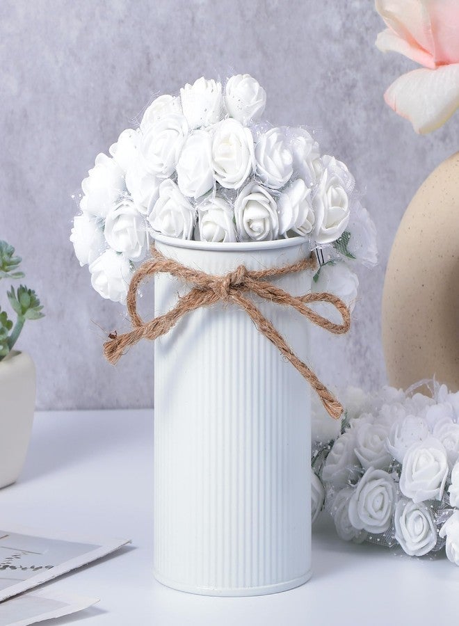 Yolev 144Pcs Mini Artificial Rose Flower Heads and Soft Stem Small White Flowers with Gauze PE Mini Flowers for Crafts DIY Wedding Bouquet Hair Clips Headbands Wreath Bridal Shower Party Home Decor - Image 5